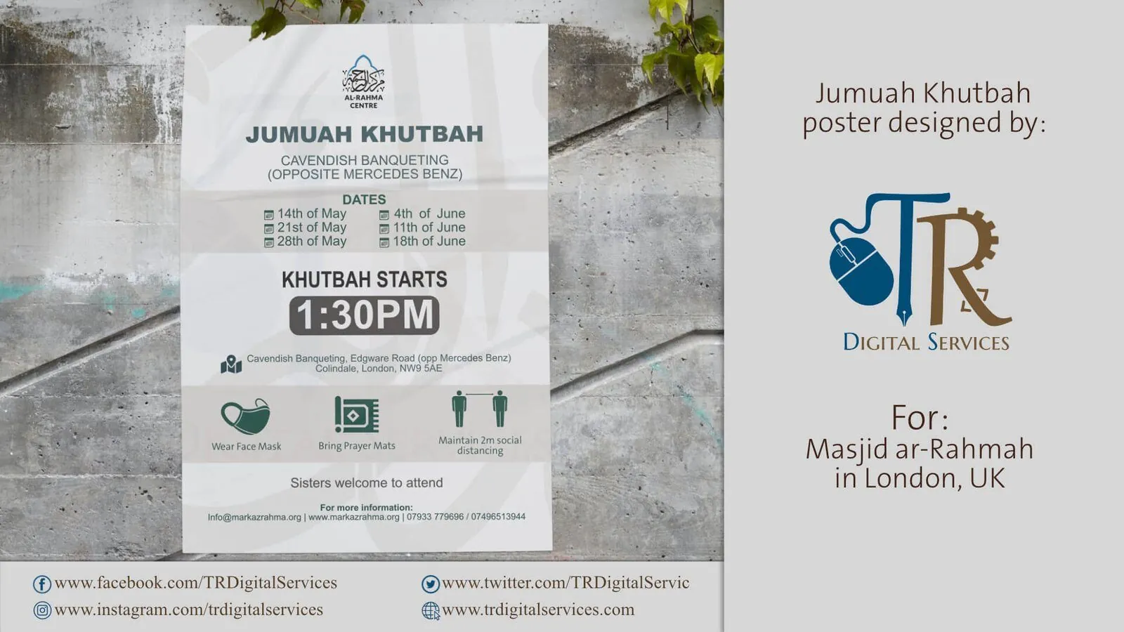 Jumuah Khutbah Poster for Masjid ar Rahmah